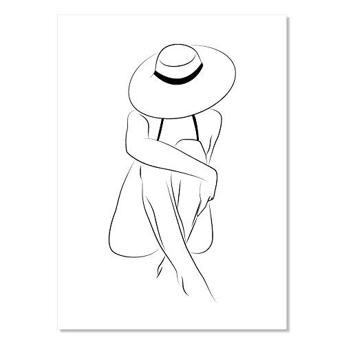 Woman Swimsuit Line Art 1 Print Unframed