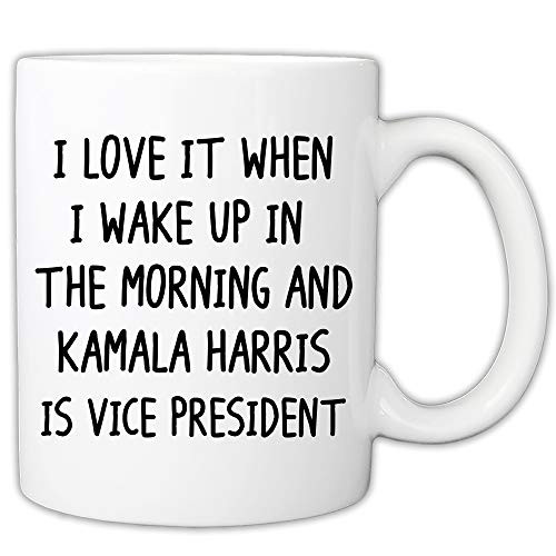 MyCozyCups I Love It When I Wake Up and Kamala Harris Is Vice President 11 Ounce Ceramic Coffee Mug MyCozyCups I Love It When I Wake Up and Kamala Harris Is Vice President 11 Ounce Ceramic Coffee Mug