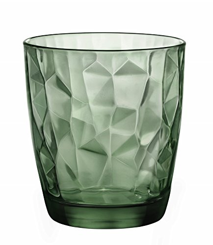 Bormioli Rocco Diamond 13.25 oz. Double Old Fashioned Glass, Forest Green, Set of 6