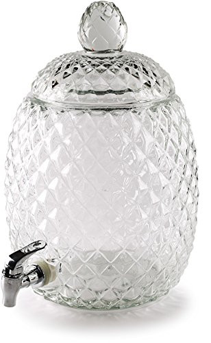 Circleware Pineapple Yorkshire Mason Jar Glass Beverage Dispenser with Glass Lid, HUGE 2.1 Gallon, Entertainment Kitchen Glassware Drink Pitcher for Water, Juice, Beer, Wine, Liquor, Kombucha Iced Tea
