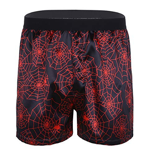 iiniim Mens Halloween Spider Web Pattern Boxer Shorts Lounge Underwear Short Pants Black Spider Web Medium