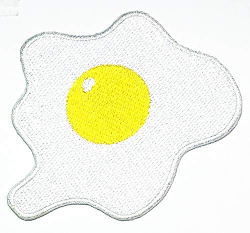 PARITA Cute Pretty Sunny Side Up Fried Egg Food Breakfast Applique Embroidery Iron On Appliques Cartoon Kids Motifs Craft Sewing Embroidery Patches Decorative Repair