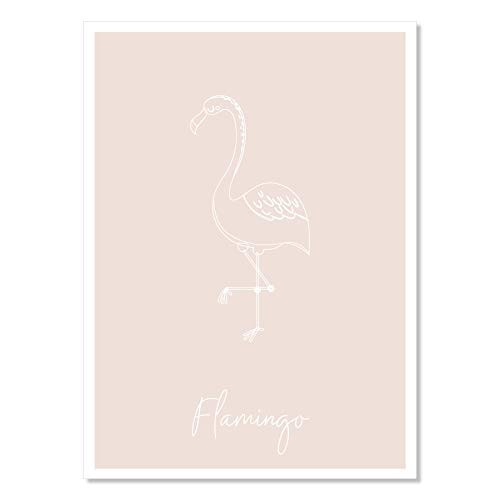 Nursery Flamingo Line Art Print Unframed
