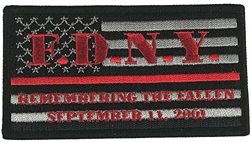 FDNY REMEMBERING THE FALLEN SEPTEMBER 11 2001 FLAG RED LINE FIRE FIGHTER PATCH - Color - Veteran Owned Business.