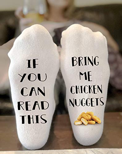 If you can read this bring me Chicken Nuggets Novelty Funky Crew Socks Men Women Christmas Gifts Cotton Slipper Socks