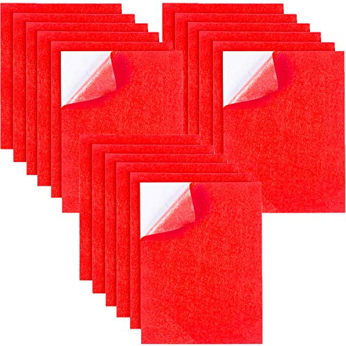 18 Pieces Christmas Adhesive Craft Felt Fabric Sheets Fabric Sticky Back Sheet for Christmas Decoration Christmas DIY Art Projects A4 Size -Red-
