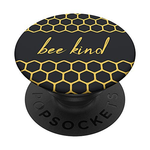 Motivational-Quote BEE-KIND with XR-Black and Yellow PopSockets PopGrip Swappable Grip for Phones  and  Tablets