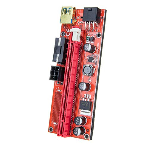 AAAwave PCIE Riser VER 009S 1x to 16x Graphic Extension for GPU Mining USB Riser Powered Adapter Card 60cm USB 3.0 Cable 4 Solid Capacitors 2X 6PIN and Molex 3 Power Options -Orange- Pack of 1