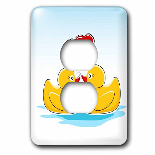 3dRose lsp_125046_6 Two Cute Yellow Rubber Ducks with Two Red Hearts 2 Plug Outlet Cover
