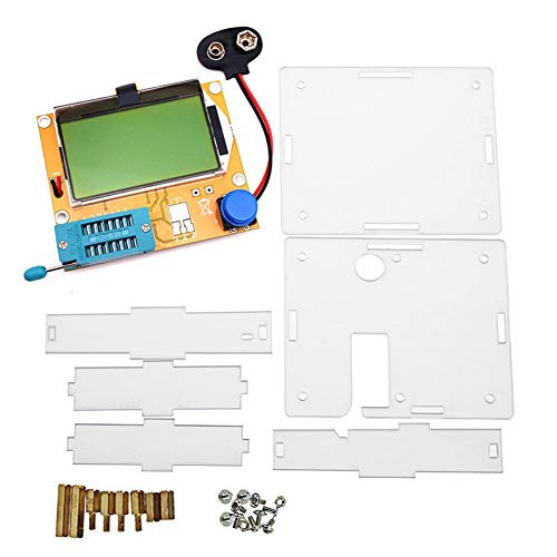 Transistor Tester KitLCD Display ESR Transistor Tester Diode Triode Capacitance with Clear CaseMultifunction Meter DIY Kit-60x70x15mm-