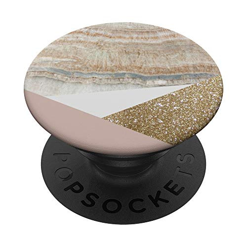 blush pink abstract triangle pattern tan marble geometric PopSockets Grip and Stand for Phones and Tablets