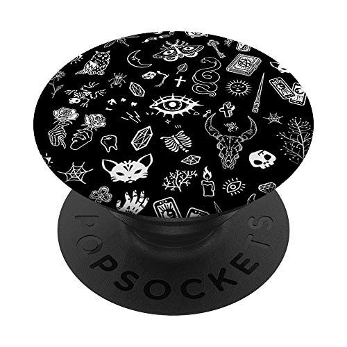 Witchy Gothic Black Spiritual Magic Wicca Mystic Witchcraft PopSockets PopGrip Swappable Grip for Phones  and  Tablets