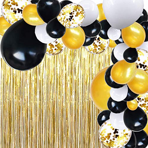 Black and Gold Balloons Garland Kit with Gold Tinsel Curtain Confetti White Gold Black Balloons Arch for Birthday Wedding Shower Graduation Party Decorations Black and Gold Balloons Garland Kit with Gold Tinsel Curtain Confetti White Gold Black Balloons Arch for Birthday Wedding Shower Graduation Party Decorations