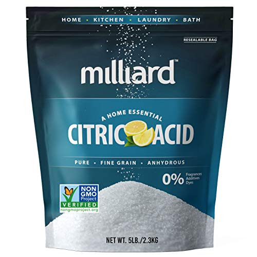 Milliard Citric Acid 5 Pound - 100 percent Pure Food Grade Non-GMO Project Verified -5 Pound-