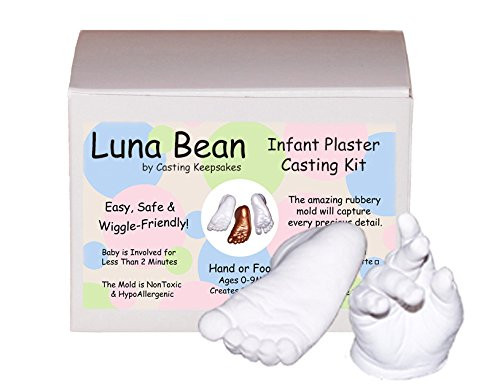 Luna Bean Infant Plaster Statue Casting Keepsake Kit - Cast Baby Hand & Foot (Clear Glaze)