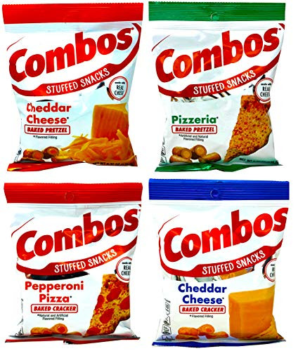 Combos Classic Variety Pack of 4  Cheddar Cheese Cracker and Pretzel Pepperoni Cracker and Pizzeria Pretzel -6.3 Ounce Each-
