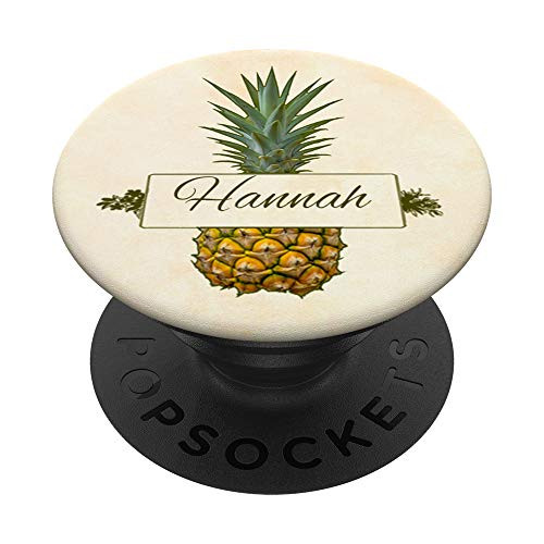 Pineapple Design Personalized Name Hannah Green Yellow Gifts PopSockets PopGrip Swappable Grip for Phones  and  Tablets