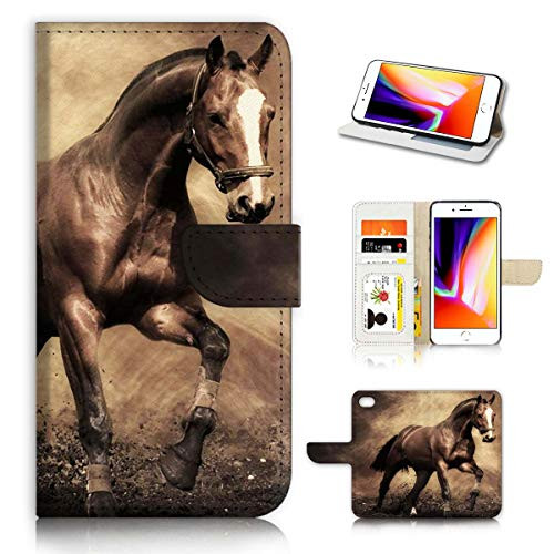 Ajour Pty Ltd -for iPhone 8 / iPhone 7 / iPhone SE 2 -2020-- Horse Design Case Wallet Flip Cover Full Body Protection AD001 -Brown Horse A8363-