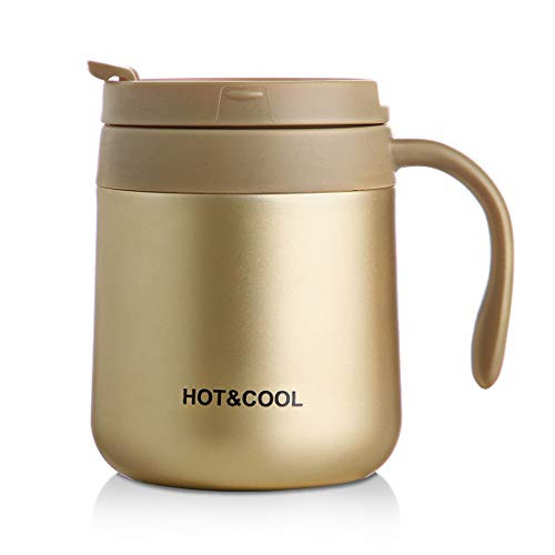 ONEISALL Stainless Steel Coffee Mug Cup with Handle 12oz Insulated Stainless Steel Coffee Travel Mug Double Wall Vacuum Reusable Coffee Cup with Lid