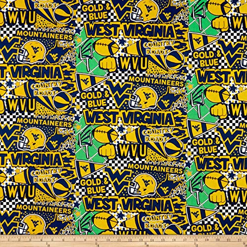 Sykel Enterprises NCAA West Virginia Pop Art Cotton Multi Fabric by the Yard