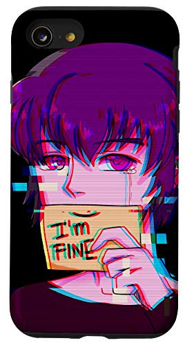 iPhone SE -2020- / 7 / 8 Im Fine - Japanese Vaporwave Sad Anime Boy Emo Eboy Egirl Case
