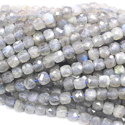 Tacool Natural Gemstone 4mm Faceted Cube Beads for Jewelry DIY Making Loose Beads -Labradorite 4mm- Tacool Natural Gemstone 4mm Faceted Cube Beads for Jewelry DIY Making Loose Beads -Labradorite 4mm-