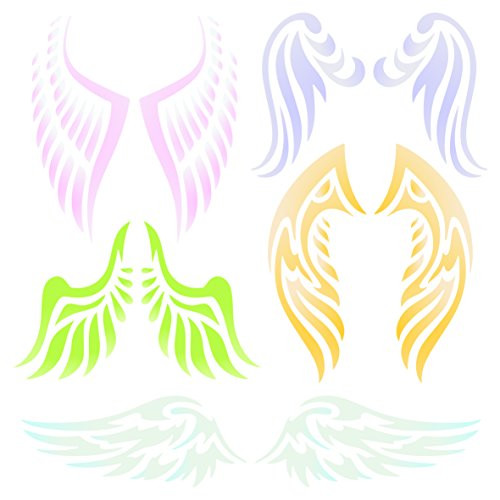 Angel Wing Stencil - 8.5 x 8.5 inch (L) - Reusable Christian Guardian Angel Wings Wall Stencil Template - Use on Paper Projects Scrapbook Journal Walls Floors Fabric Furniture Glass Wood etc.