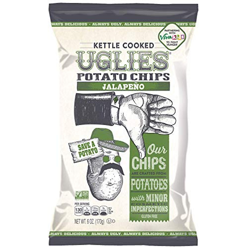 UGLIES 4 Pack Kettle Cooked Jalapeño Potato Chips - Gluten Free Kosher Non-GMO Snack - 6 oz Bags