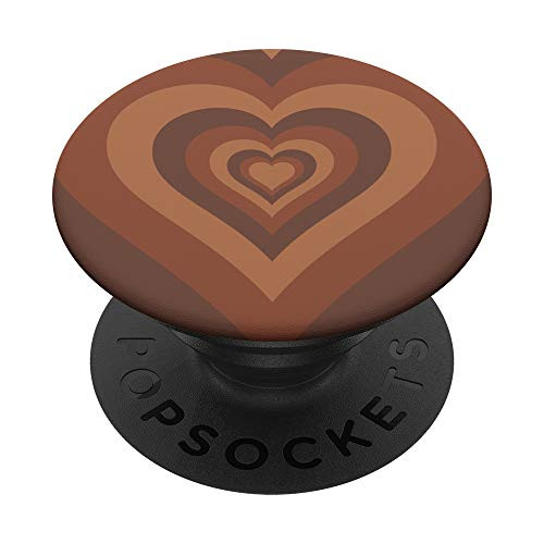 Brown Heart Chocolate Lover Coffee Love Chocoholic Gift PopSockets PopGrip Swappable Grip for Phones  and  Tablets