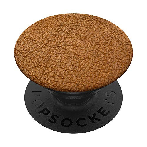 PopSockets Grip and Stand - Leather Look - Brown PopSockets PopGrip Swappable Grip for Phones  and  Tablets