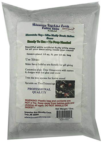 Mountain Top-Like Fluffy Fallen Snow 10 oz. Artificial Snow Scatter Flakes - Ready to Use-No Prep Needed White