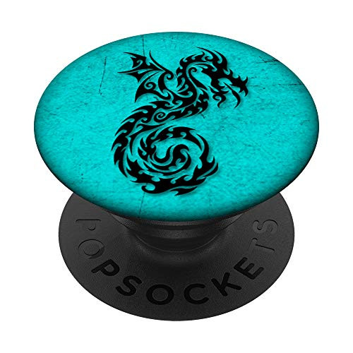 Chinese Dragon Pop Sockets - Blue Green East Asian PopSockets PopGrip Swappable Grip for Phones  and  Tablets