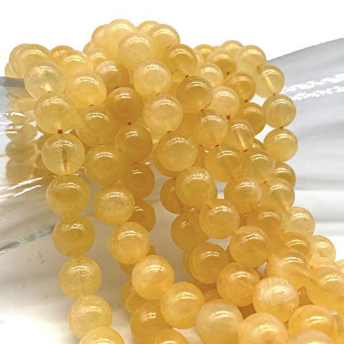 -ABCgems- Moroccan Sunset Golden Selenite Crystal AKA Honey Calcite -Gorgeous Translucent Color- Mohs Hardness 4- Tiny 6mm Smooth Round Natural Semi-Precious Gemstone Healing Energy Beads