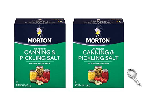 Morton Canning and Pickling Salt 4 Pound Box -Pack of 2- W/ Custom F.O.Y Measuring Spoon and Clip