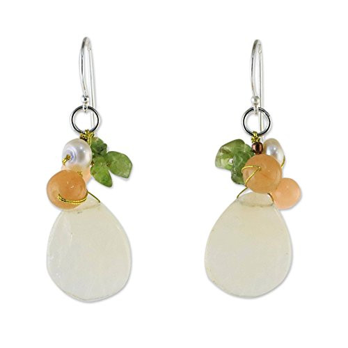 NOVICA Quartz White Cultured Freshwater Pearl .925 Sterling Silver Beaded Earrings Soft Drops NOVICA Quartz White Cultured Freshwater Pearl .925 Sterling Silver Beaded Earrings Soft Drops
