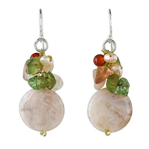 NOVICA Multi-Gem Quartz Cultured Freshwater Pearl .925 Sterling Silver Beaded Earrings Thai Joy NOVICA Multi-Gem Quartz Cultured Freshwater Pearl .925 Sterling Silver Beaded Earrings Thai Joy