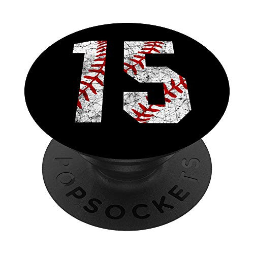 Vintage Baseball Mom 15 Jersey Baseball Favorite Player PopSockets PopGrip Swappable Grip for Phones  and  Tablets