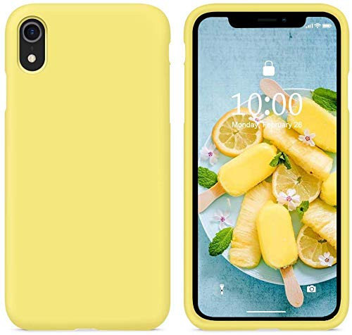 iPhone XR Case NYGSM Soft Silicone Rubber Bumper Phone Case with Anti-Scratch Microfiber Lining Hard Shell Shockproof Full-Body Protective Case Cover for iPhone XR 6.1 inch 2018 -Yellow-