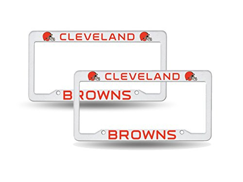 Cleveland Browns NFL Raised Letter White Plastic -2- License Plate Frame Set