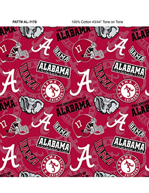 University of Alabama Cotton Fabric with New Tone ON Tone Design Newest Pattern University of Alabama Cotton Fabric with New Tone ON Tone Design Newest Pattern