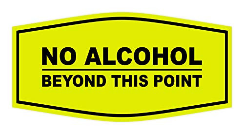 Signs ByLITA Fancy No Alcohol Beyond This Point Sign -Yellow/Black- - Large