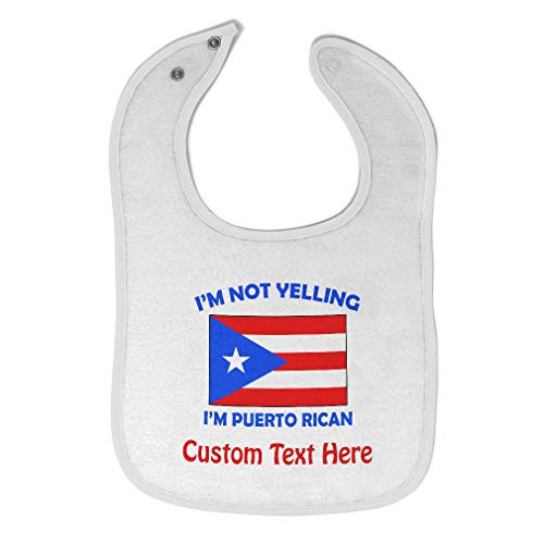 Custom Baby Bibs Burp Cloths Im Not Yelling I Am Puerto Rican Cotton Baby Items for Baby Girl  and  Boy White Custom Text Here