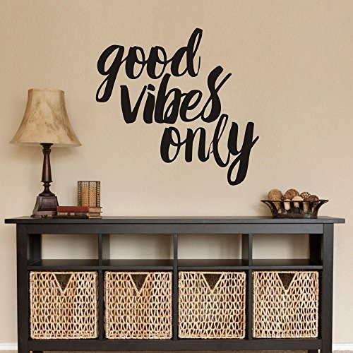 Good Vibes Only Wall Decal Inspirational Wall Quote Living Room Wall Decor -SmallBrown-