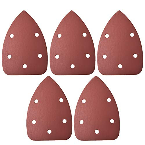 uxcell Detail Sander Sandpaper Triangular Sanding Paper Hook and Loop Sanding Pads Triangle Oscillating Multi Tool 1500 Grits 5 Holes 5pcs