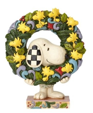 Enesco Peanuts by Jim Shore Snoopy with Woodstock Wreath Figurine