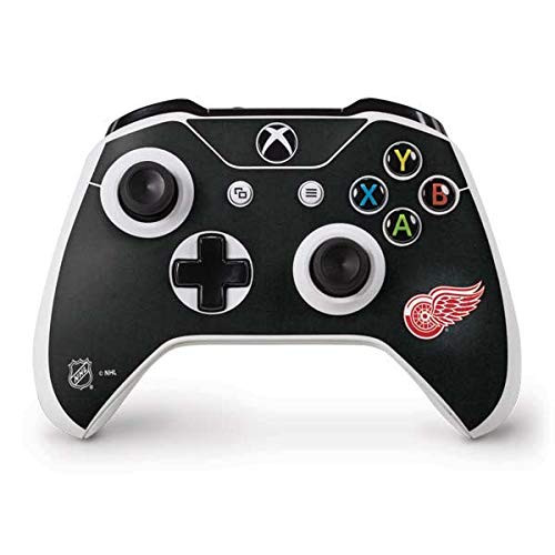 Skinit Decal Gaming Skin Compatible with Xbox One S Controller - Officially Licensed NHL Detroit Red Wings Black Background Design