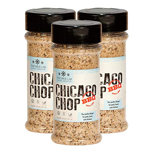 The Spice Lab No. 7080 - Chicago Pork Chop Seasoning Spice Rub Blend -No Fillers Clean Label All Natural- Kosher - 6.4 oz. Shaker Jar - 3 Pack