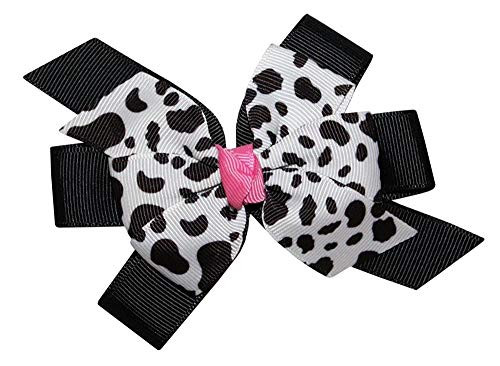 WD2U Girls Farm Girl Pink Dairy Holstein Moo Cow Print Hair Bow Alligator Clip