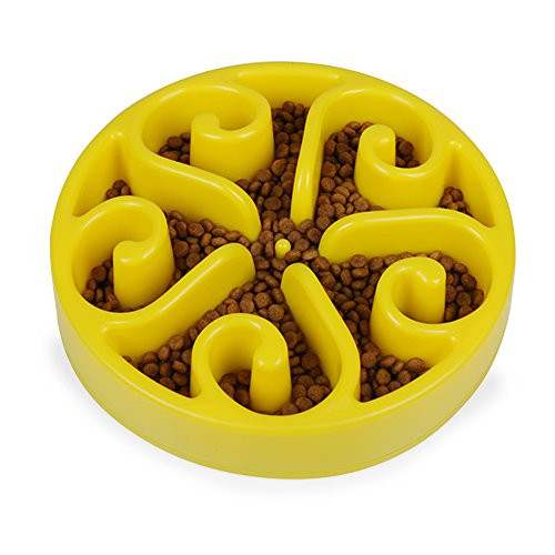mcgrady1xm Slow Feed Dog BowlDog Bowl Slow Feeder Fun Bowl Slow Dogs Mulberry Feeder Slow Feed Interactive Bloat Stop Dog Bowl -Yellow-