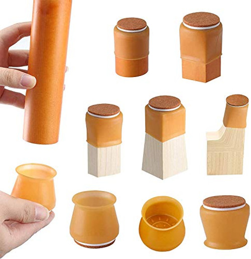 Upgraded Chair Leg Protectors for Hardwood Floors 16Pcs Felt Bottom Silicone Furniture Leg Caps Protectors Cover Pad for Protecting Floors from Scratches and Noise Anti-Slip for Chair Feets Brown Upgraded Chair Leg Protectors for Hardwood Floors 16Pcs Felt Bottom Silicone Furniture Leg Caps Protectors Cover Pad for Protecting Floors from Scratches and Noise Anti-Slip for Chair Feets Brown
